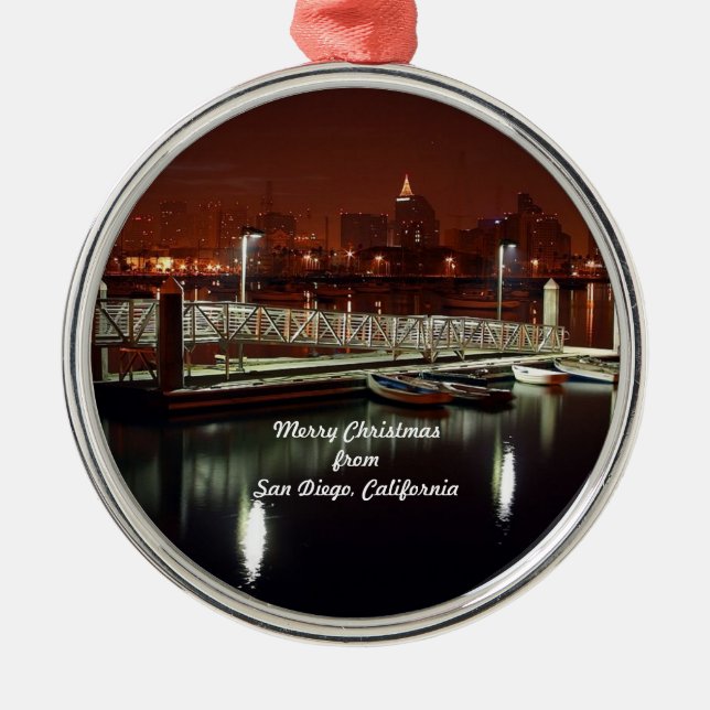 Merry Christmas from San Diego, California Metal Ornament (Front)