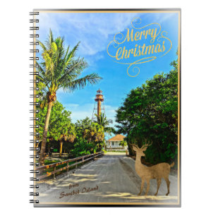 Merry Christmas from Sanibel Island FL Lighthouse  Notebook