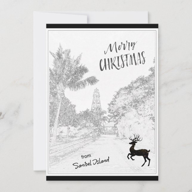Merry Christmas from Sanibel Island Lighthouse FL Holiday Card (Front)