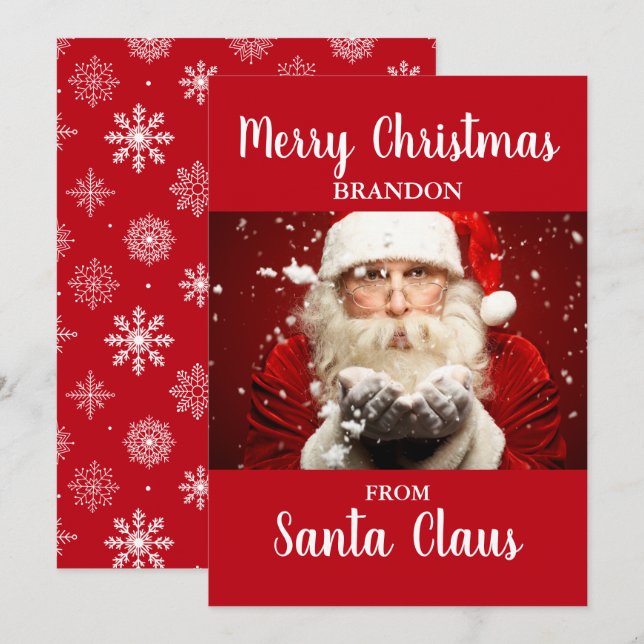 Merry Christmas From Santa Claus ADD NAME Card RdS (Front/Back)