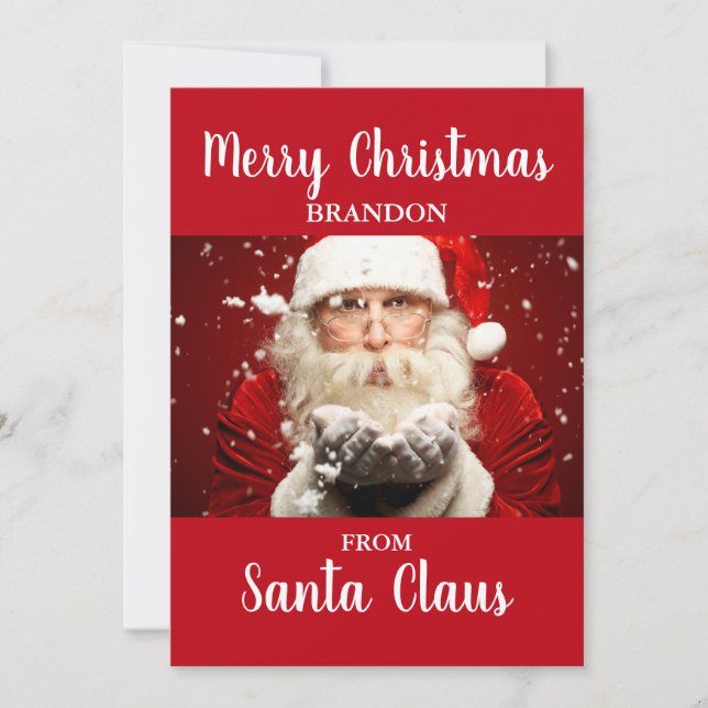 Merry Christmas From Santa Claus ADD NAME Holiday Card (Front)