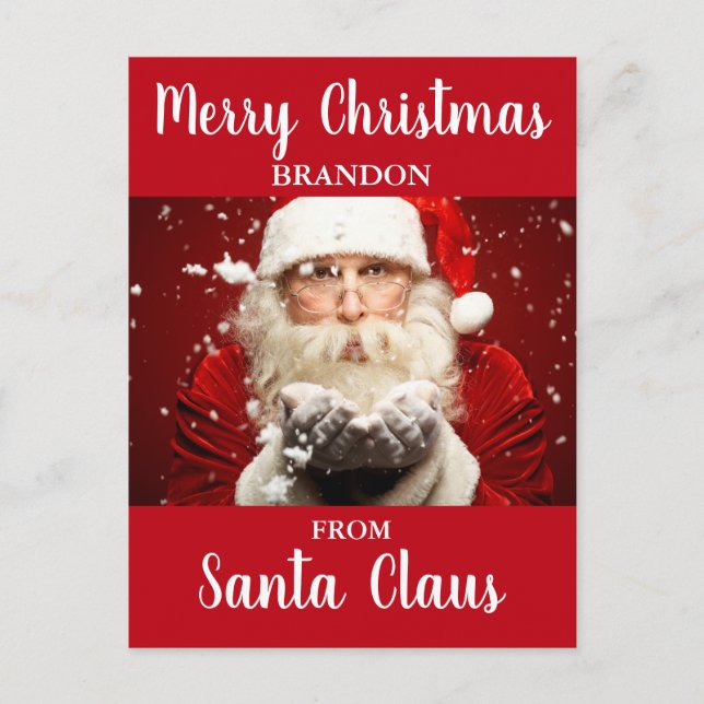 Merry Christmas From Santa Claus ADD NAME Holiday Postcard (Front)