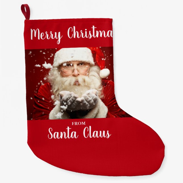 Merry Christmas From Santa Claus Large Christmas Stocking (Front)