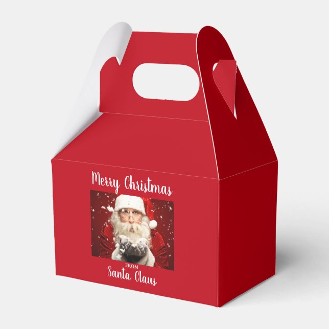 Merry Christmas From Santa Claus Red Gable Favor Box (Front Side)