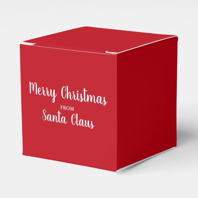 Merry Christmas From Santa Claus Red Square Favor Box (Front Side)
