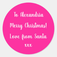 Merry Christmas From Santa Hot Pink Gift Label