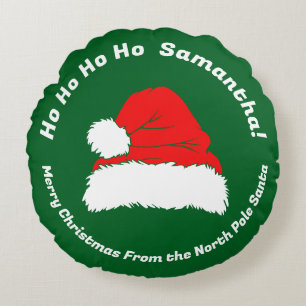 Merry Christmas from Santa Message Round Pillow