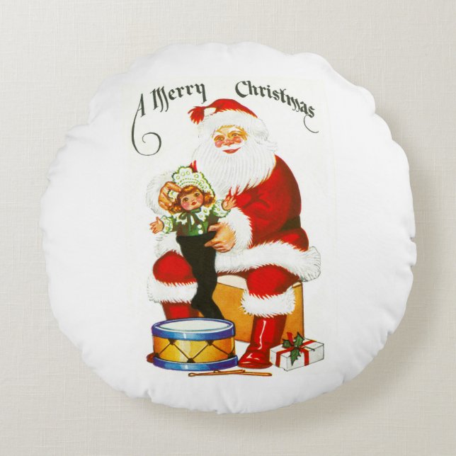 Merry Christmas from Santa Round Pillow (Front)