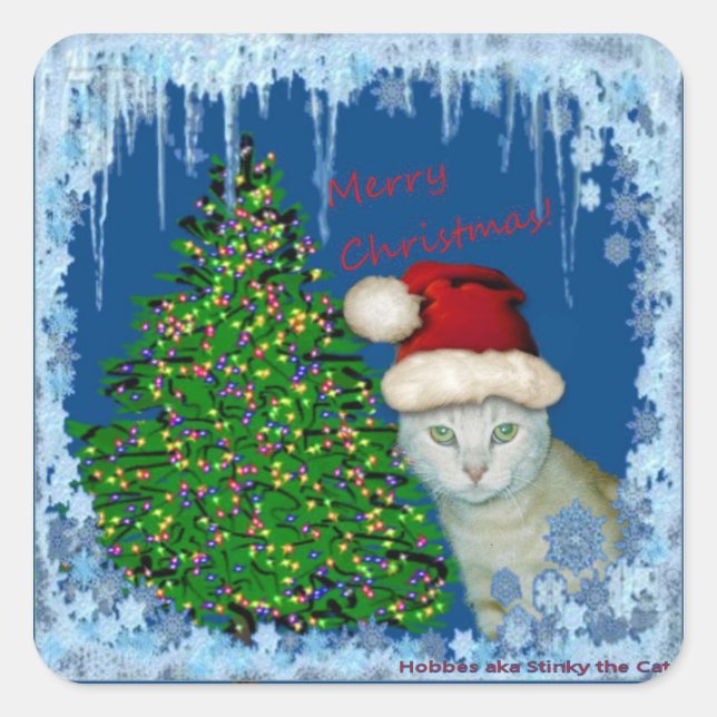Merry Christmas from Stinky! Square Sticker (Front)