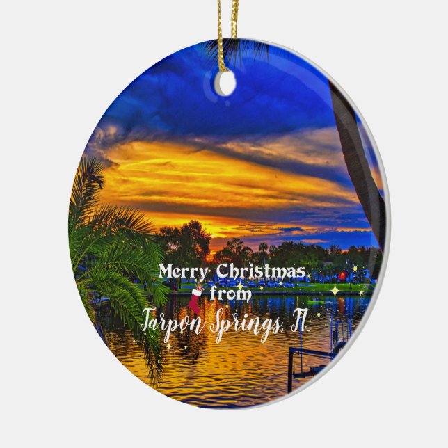 Merry Christmas from Tarpon Springs, FL Ceramic Ornament (Left)