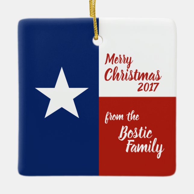 Merry Christmas from Texas Ceramic Ornament (Front)