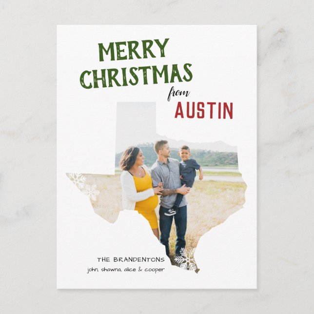 Merry Christmas from Texas One Photo Postcard (Front)