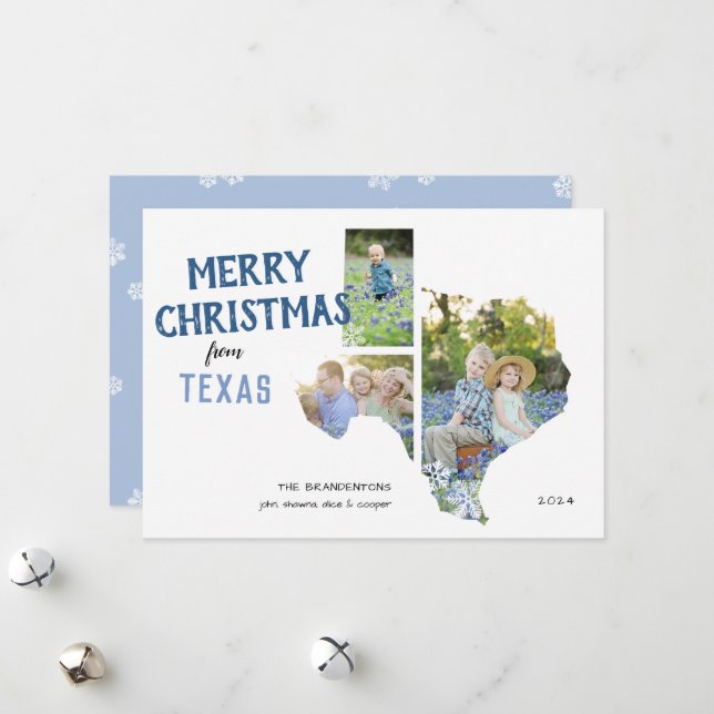 Merry Christmas from Texas Three Photo Card (Front/Back In Situ)
