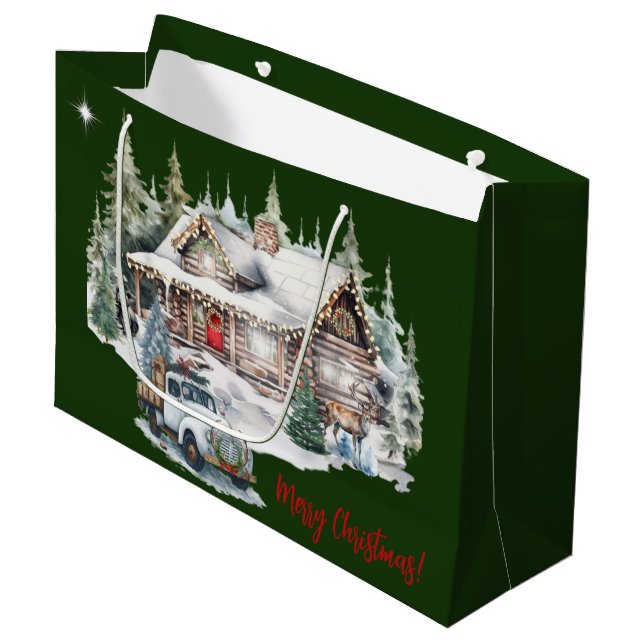 Merry Christmas from the Cabin Holiday  Large Gift Bag (Front Angled)