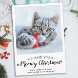 Merry Christmas From The Cat Modern Pet Photo Holiday Card<br><div class="desc">We Wish You A Meowy Christmas! Send cute and fun holiday greetings with this super cute personalized custom pet photo holiday card. Merry Christmas wishes from the cat with cute paw prints in a fun modern photo design. Add your cat's photo or family photo with the cat, and personalize with...</div>