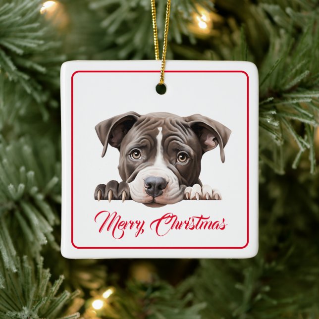 Merry Christmas from the Dog Ceramic Ornament (Tree)