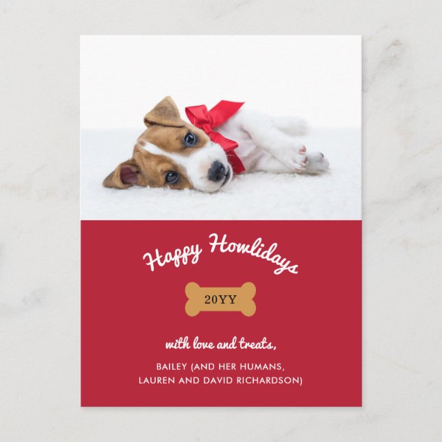 Merry Christmas from the Dog | Red with Photo Holiday Postcard (Front)