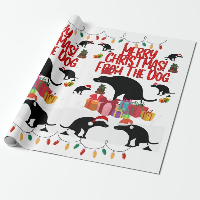 Merry Christmas from the Dog  Wrapping Paper (Unrolled)