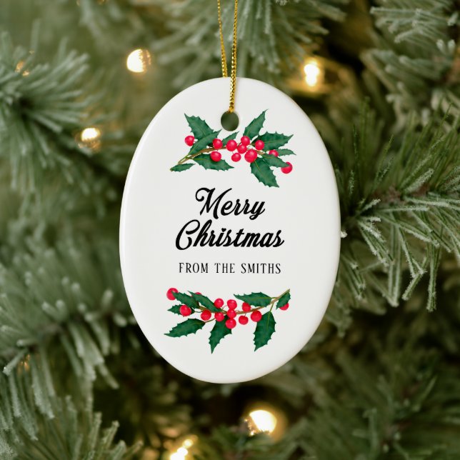 Merry Christmas From The Family Ceramic Ornament (Tree)