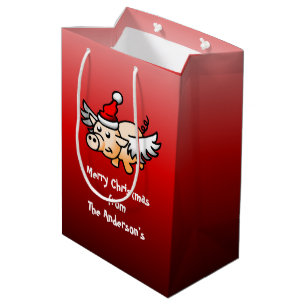 Merry Christmas from The Flying Christmas Pig Medium Gift Bag