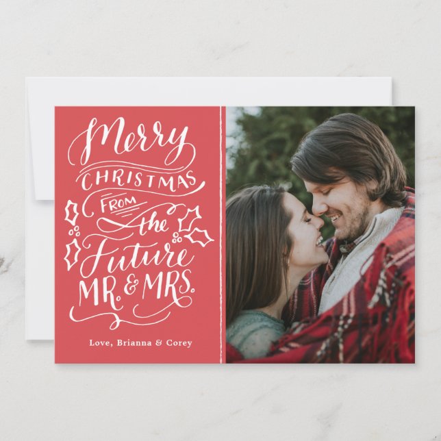 Merry Christmas From The Future Mr. and Mrs. Photo Holiday Card (Front)