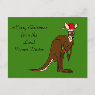 Merry Christmas from the Land Down Under Kangaroo Holiday Postcard