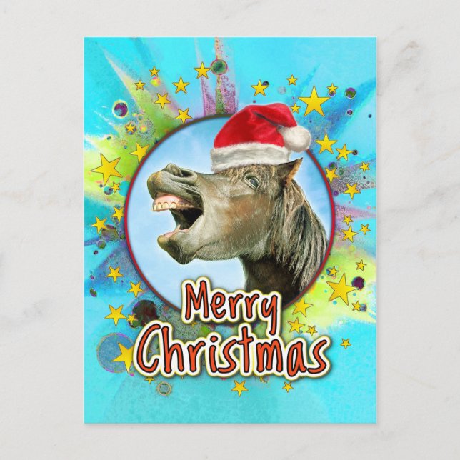 Merry Christmas from the laughing horse Holiday Postcard (Front)