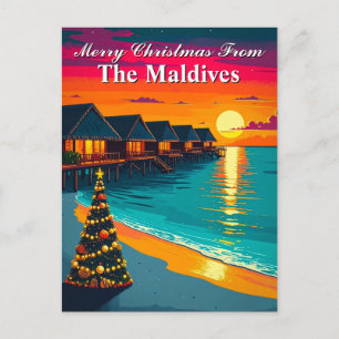 Merry Christmas from the Maldives Tropical Sunset Postcard