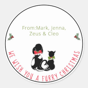 Merry Christmas From the Pets Personalized Favour Classic Round Sticker
