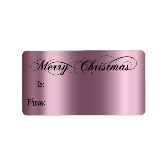 Merry Christmas From To Hand Lettered Eggplant Label (Front)