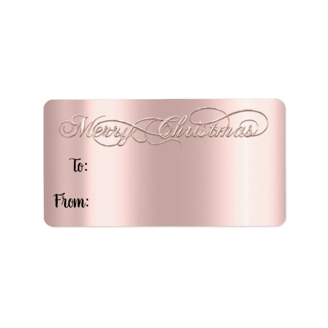 Merry Christmas From To Hand Lettered Rose Powder Label (Front)