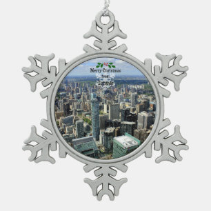 Merry Christmas from Toronto, Snowflake Pewter Christmas Ornament