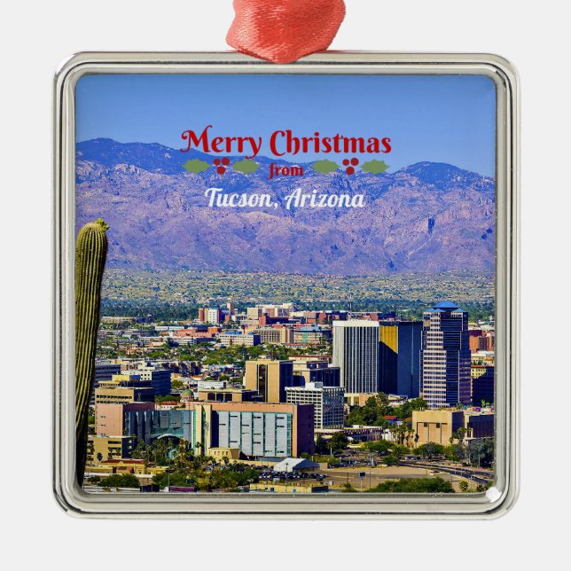 Merry Christmas from Tucson, Arizona, Metal Ornament (Front)