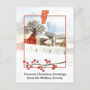 Merry Christmas from Vermont Farm Personalized Holiday Postcard