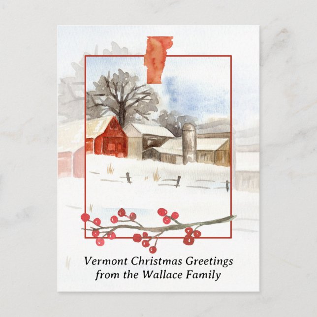 Merry Christmas from Vermont Farm Personalized Holiday Postcard (Front)