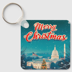 Merry Christmas From Washington Dc Vintage Retro Keychain