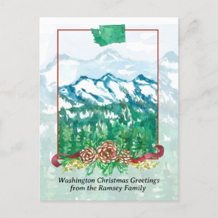 Merry Christmas from Washington Mt. Rainier Snow Holiday Postcard