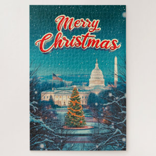 Merry Christmas From Washington  Vintage Retro  Jigsaw Puzzle