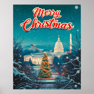 Merry Christmas From Washington Vintage Retro Poster