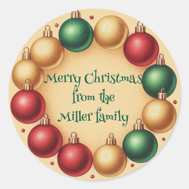Merry Christmas from Your Family Personalized  Classic Round Sticker (Front)