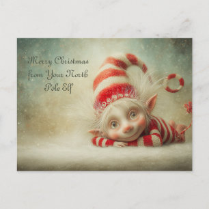 Merry Christmas from Your North Pole Elf   Cute Holiday Postcard