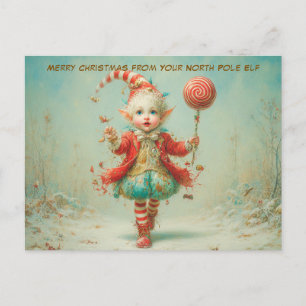 Merry Christmas from Your North Pole Elf   Cute Holiday Postcard