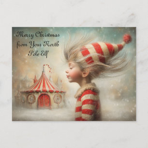 Merry Christmas from Your North Pole Elf   Cute Holiday Postcard