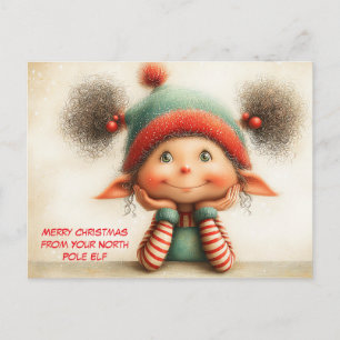 Merry Christmas from Your North Pole Elf   Cute Holiday Postcard