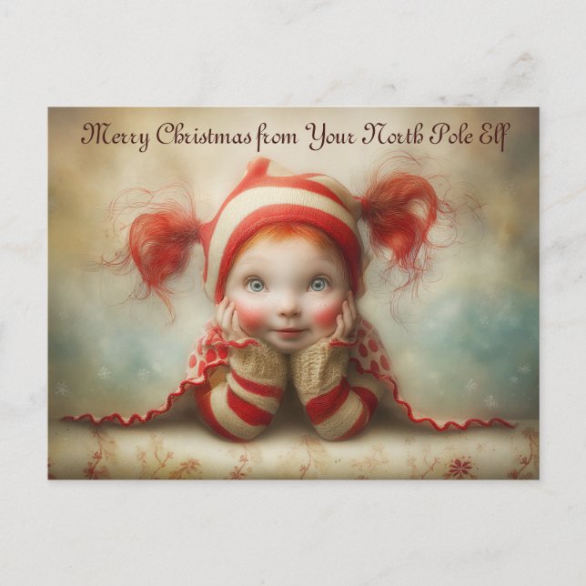 Merry Christmas from Your North Pole Elf | Cute Holiday Postcard (Front)