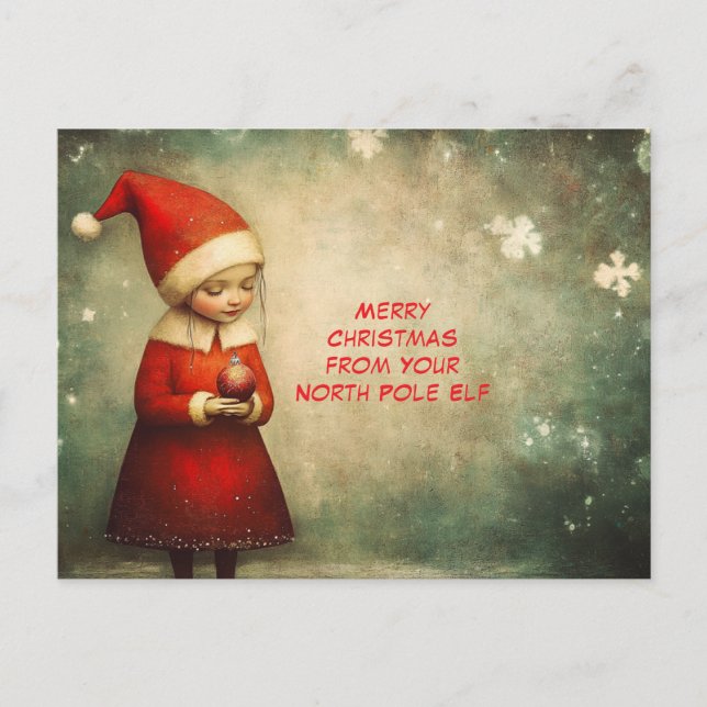 Merry Christmas from Your North Pole Elf | Cute Holiday Postcard (Front)