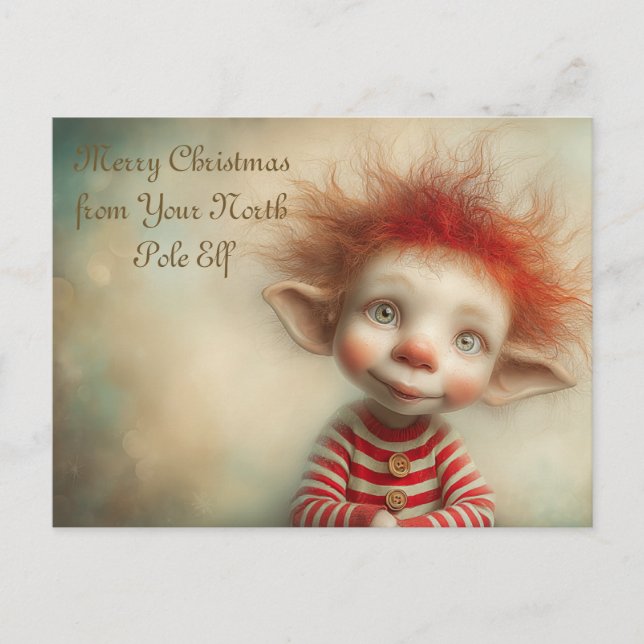 Merry Christmas from Your North Pole Elf | Cute Holiday Postcard (Front)