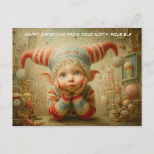 Merry Christmas from Your North Pole Elf   Cute Holiday Postcard
