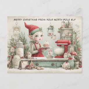 Merry Christmas from Your North Pole Elf   Cute Holiday Postcard