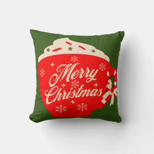 Merry Christmas Frosting Snowflakes Sprinkles  Throw Pillow